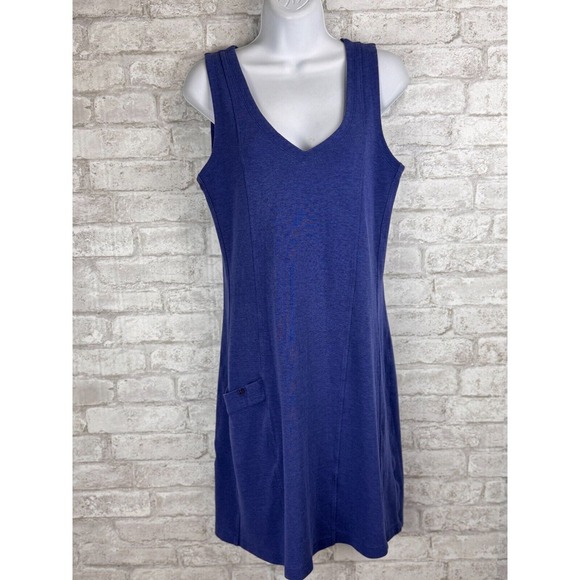 Horny Toad Dress Medium Blue Tank Flexcel Shift Sleeveless V Neck‎ Athleisure - Picture 1 of 13